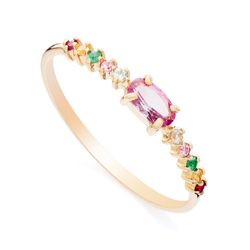 Anel de Ouro Dezoito kilates Ametista com Pedras Brasileiras Joiasgold